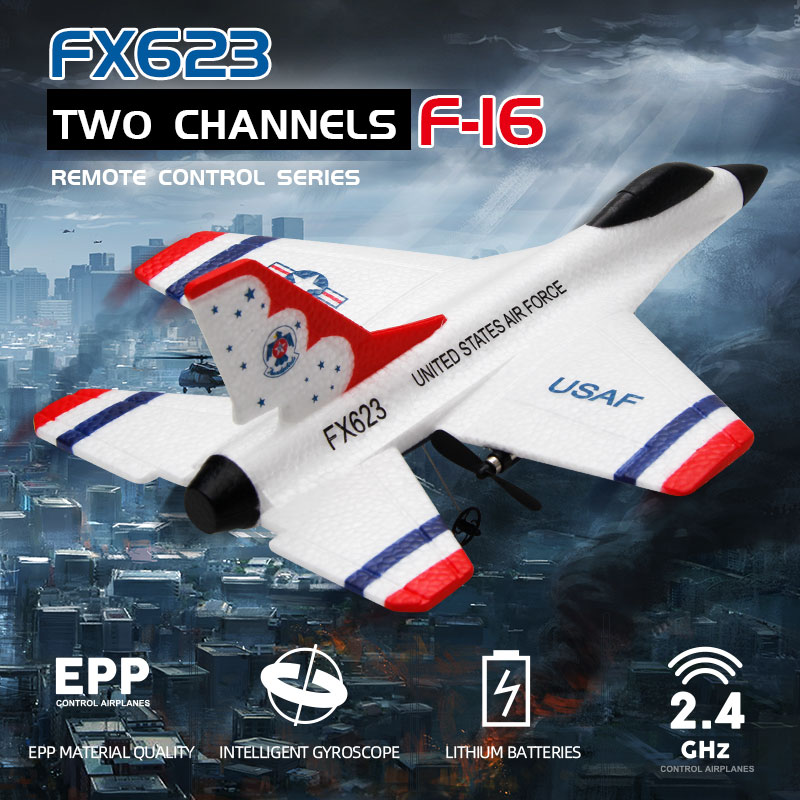 Rc Glider Foam Wing - Nowy Fx623/F16 RC samolot dwukanałowy 2.4G